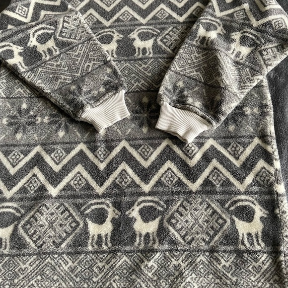 Vintage 90's Turtleneck Fleece Women's XS-S Geometric Ibex Ram Print Western USA - Picture 7 of 10